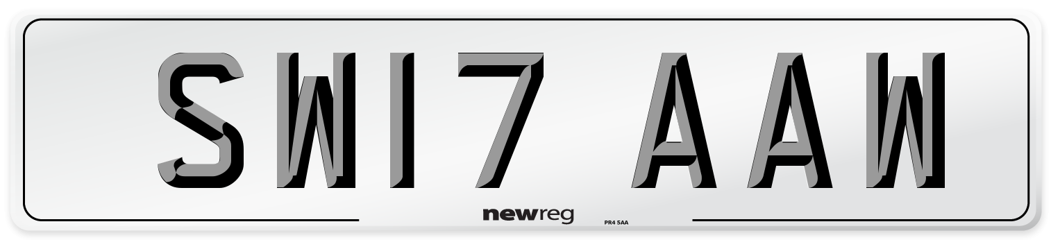 SW17 AAW Number Plate from New Reg